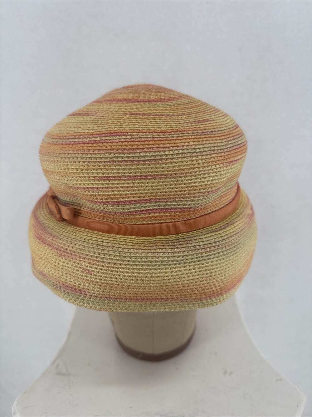 Christian Dior 50’s 60’s Chapeaux Orange Straw Hat Grosgrain Ribbon